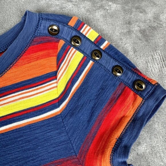 VTG Y2K Polo Jeans Co Ralph Lauren Baby Doll Tee Shirt Small Striped Colorful - Picture 5 of 7